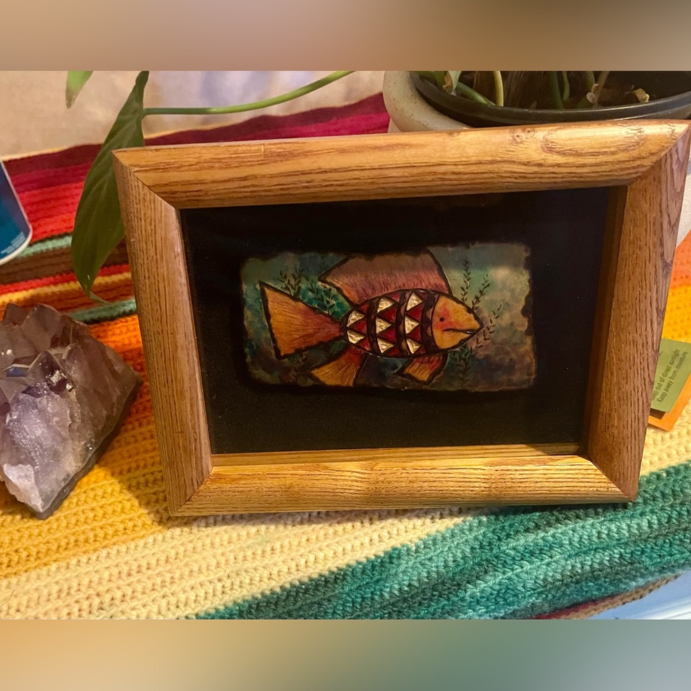 Cute fish framed art